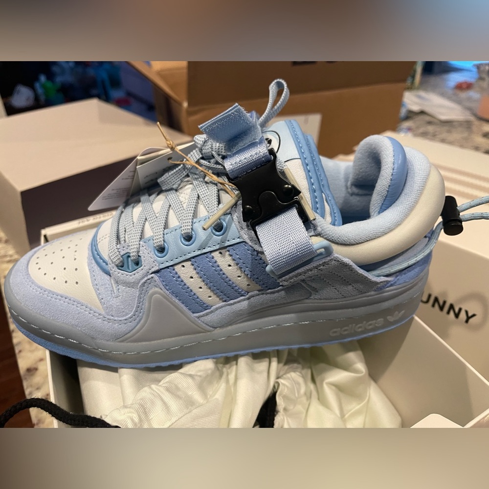 Size 6.5M/7.5W - Adidas Forum Buckle Low x Bad Bunny Blue Tint - GY9693